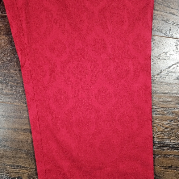 Talbots Signature Pants‎ Red Floral Jacquard Sz 10 Straight Leg Mid Rise Stretch - Picture 4 of 8